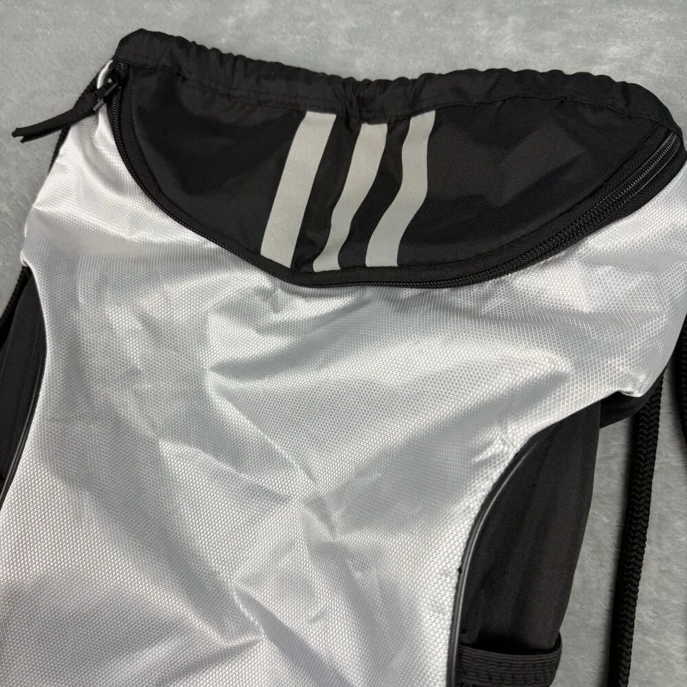 Adidas Alliance II Sackpack Drawstring Backpack Black White Zip Pocket